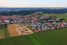 Aerial view of Development of the new Fichtenweg development area in Steinweiler in the state Rhineland-Palatinate, Germany