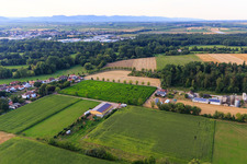 Aerial view of Corn maze at Seehof in Steinweiler in the state Rhineland-Palatinate, Germany