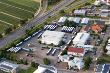 Werkstrasse industrial area in the district Berghausen in Römerberg in the state Rhineland-Palatinate, Germany from above