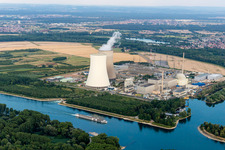 Aerial view of Nuclear power plant in Philippsburg in the state Baden-Wuerttemberg, Germany