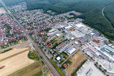 Aerial photograpy of Spöckerbuchenstr industrial area in the district Friedrichstal in Stutensee in the state Baden-Wuerttemberg, Germany
