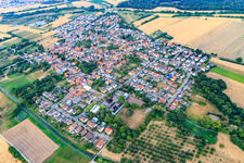 Aerial photograpy of View of the town from the northwest in the district Staffort in Stutensee in the state Baden-Wuerttemberg, Germany