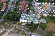Building of sports hall Ensemble Walzbachhalle and Walzbachbad Hallen- and Freibad in Weingarten in the state Baden-Wurttemberg, Germany