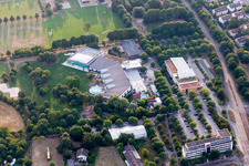 Spa and swimming pools at the swimming pool of the leisure facility Faecherbad Karlsruhe in Karlsruhe in the state Baden-Wurttemberg, Germany