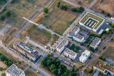 Oblique view of Technology Park Karlsruhe in the district Rintheim in Karlsruhe in the state Baden-Wuerttemberg, Germany