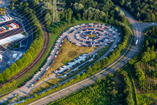 Round parking lot on the factory premises of the Mercedes-Benz Rastatt plant in Rastatt in the state of Baden-Wurttemberg, Germany