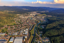 Aerial view of City on the Murg from the northeast in the district Bad Rotenfels in Gaggenau in the state Baden-Wuerttemberg, Germany