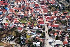 Aerial view of Friedenstr in Hagenbach in the state Rhineland-Palatinate, Germany