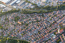 Town View of the streets and houses of the residential areas in Daxlanden in the state Baden-Wurttemberg, Germany