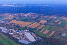 Aerial photograpy of Horst industrial estate at dusk in the district Minderslachen in Kandel in the state Rhineland-Palatinate, Germany