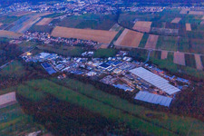 Oblique view of Horst industrial estate at dusk in the district Minderslachen in Kandel in the state Rhineland-Palatinate, Germany
