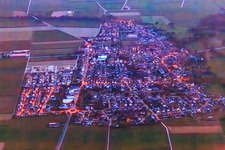 View of the town from the east at dusk in Steinweiler in the state Rhineland-Palatinate, Germany