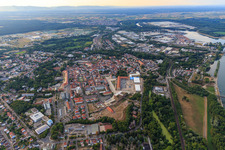 City overview from the south in Germersheim in the state Rhineland-Palatinate, Germany from above