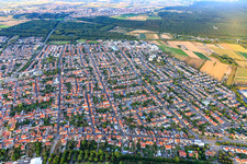 View of the town from the west in Ketsch in the state Baden-Wuerttemberg, Germany