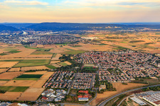 View of the town from the northwest in Plankstadt in the state Baden-Wuerttemberg, Germany