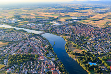 Neckarhausen and Ladenburg on both sides of the Neckar in Ladenburg in the state Baden-Wuerttemberg, Germany