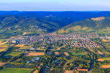 View of the town on the Bergstraße from the west in Schriesheim in the state Baden-Wuerttemberg, Germany