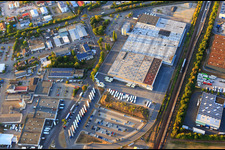 Industrial area with Edeka Handelsgesellschaft Südwest mbH - central warehouse in Heddesheim in the state Baden-Wuerttemberg, Germany
