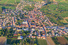 View of the town on the Bergstraße from the west in the district Großsachsen in Hirschberg an der Bergstraße in the state Baden-Wuerttemberg, Germany