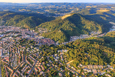 City view on the Bergstrasse from the southwest in Weinheim in the state Baden-Wuerttemberg, Germany
