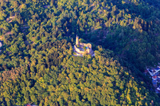 Aerial view of Windeck Castle Ruins Weinheim in Weinheim in the state Baden-Wuerttemberg, Germany