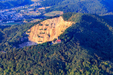 Aerial view of Quarry Weinheim behind Wachenburg Castle in Weinheim in the state Baden-Wuerttemberg, Germany
