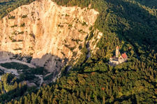 Fortress Wachenburg in front of quarry in Weinheim in the state Baden-Wurttemberg, Germany