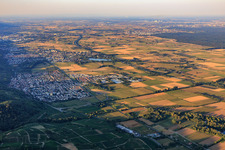 View of the town on the Bergstraße from the north in Laudenbach in the state Baden-Wuerttemberg, Germany