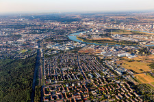 Bird's eye view of District Schönau in Mannheim in the state Baden-Wuerttemberg, Germany