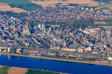 Aerial view of Compressor Street in the district BASF in Ludwigshafen am Rhein in the state Rhineland-Palatinate, Germany