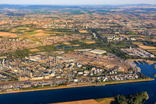 District BASF in Ludwigshafen am Rhein in the state Rhineland-Palatinate, Germany viewn from the air