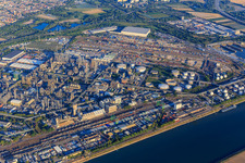 Aerial photograpy of District BASF in Ludwigshafen am Rhein in the state Rhineland-Palatinate, Germany