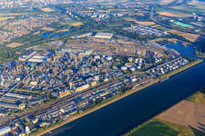Oblique view of District BASF in Ludwigshafen am Rhein in the state Rhineland-Palatinate, Germany