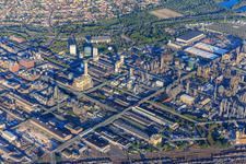 District BASF in Ludwigshafen am Rhein in the state Rhineland-Palatinate, Germany seen from above