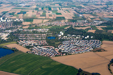 Residential area of the multi-family house Settlement at shore Areas of lake Melm in Notwende in the state Rhineland-Palatinate, Germany