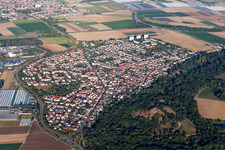 Oblique view of District Maudach in Ludwigshafen am Rhein in the state Rhineland-Palatinate, Germany