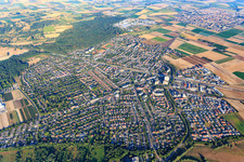 Overview of the town from the east in Limburgerhof in the state Rhineland-Palatinate, Germany