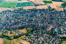 Village view on the edge of agricultural fields and land in Harthausen in the state Rhineland-Palatinate, Germany