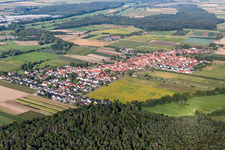 Aerial view of From the northeast in Erlenbach bei Kandel in the state Rhineland-Palatinate, Germany