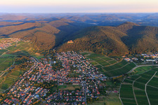 View of the Haardtrand in the morning from the west in Klingenmünster in the state Rhineland-Palatinate, Germany