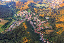 View of the Palatinate Forest in the morning from the northeast in Erfweiler in the state Rhineland-Palatinate, Germany