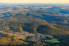 View of the Palatinate Forest in the morning from the southeast in Ruppertsweiler in the state Rhineland-Palatinate, Germany
