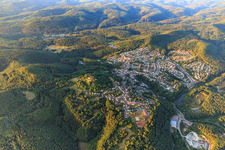 Overview of the Palatinate Forest in the morning from the northeast in Lemberg in the state Rhineland-Palatinate, Germany