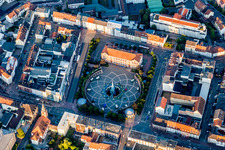 Aerial view of Circular surface of Place Exerzierplatz at town hall in Pirmasens in the state Rhineland-Palatinate, Germany