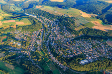 View of the Schwarzbachtal from the east in the district Thalfröschen in Thaleischweiler-Fröschen in the state Rhineland-Palatinate, Germany