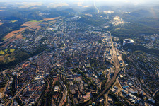 City overview from the west in the morning in Kaiserslautern in the state Rhineland-Palatinate, Germany