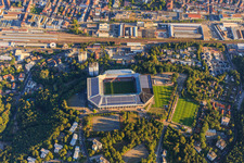Fritz-Walter Stadium of FCK on the Betzenberg in Kaiserslautern in the state Rhineland-Palatinate, Germany from above