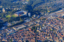 B37, main station and Fritz-Walter-Stadion of 1. FCK in Kaiserslautern in the state Rhineland-Palatinate, Germany