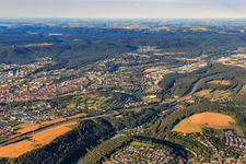 City view from the northeast beyond the A6 motorway in Kaiserslautern in the state Rhineland-Palatinate, Germany