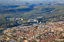 City overview from the northeast to the Fritz-Walter-Stadion of 1. FCK in Kaiserslautern in the state Rhineland-Palatinate, Germany